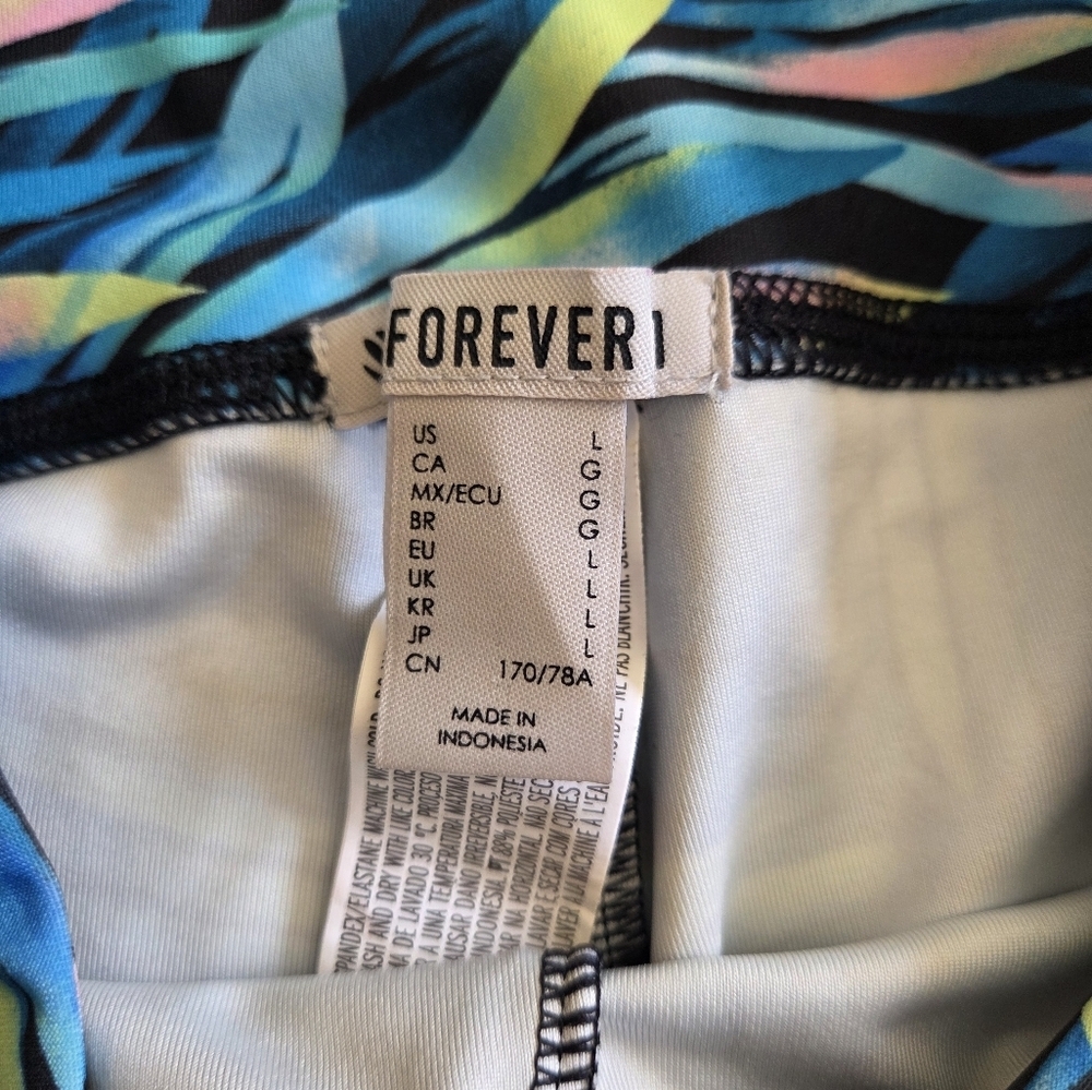 Forever 21 Blue Palm Pattern Leggings - Picture 4 of 6